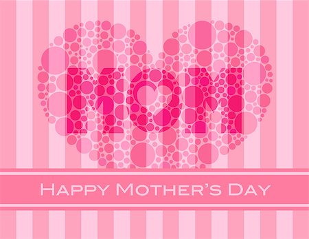 simsearch:400-06630484,k - Happy Mothers Day with Heart Shape Polka Dots on Pink Stripes Pattern Background Illustration Stock Photo - Budget Royalty-Free & Subscription, Code: 400-06630483