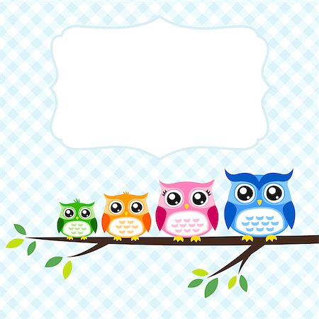 simsearch:400-06744568,k - owl family at tree spring illustration Fotografie stock - Microstock e Abbonamento, Codice: 400-06630546