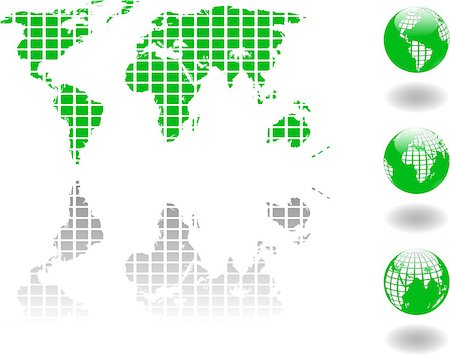 simsearch:400-06686064,k - the vector green world map and globe eps 8 Stock Photo - Budget Royalty-Free & Subscription, Code: 400-06630650