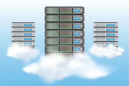 server illustration - Cloud computing concept with servers in the clouds. Vector illustration Stock Photo - Budget Royalty-Free & Subscription, Code: 400-06630781