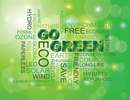 recycle energy conservation - Go Green Eco Word Cloud Illustration Isolated on Green Bokeh Background Stock Photo - Budget Royalty-Free & Subscription, Code: 400-06630837