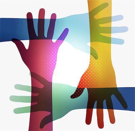 Diversity transparent hands on white background. EPS 10 vector illustration, cleanly built grouped and ordered in layers for easy editing. Stock Photo - Budget Royalty-Free & Subscription, Code: 400-06630907
