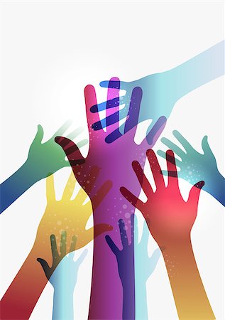 Diversity transparent hands on white background. EPS 10 vector illustration, cleanly built grouped and ordered in layers for easy editing. Stock Photo - Budget Royalty-Free & Subscription, Code: 400-06630908