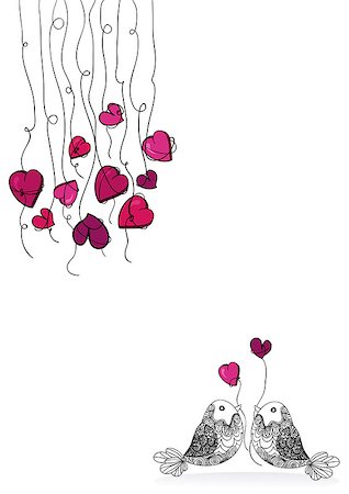 Valentine day spring couple birds love isolated over white. Vector illustration layered for easy manipulation and custom coloring. Stock Photo - Budget Royalty-Free & Subscription, Code: 400-06630916