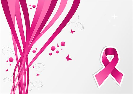 Pink breast cancer ribbon awareness background. Vector file layered for easy manipulation and custom coloring. Foto de stock - Super Valor sin royalties y Suscripción, Código: 400-06630945