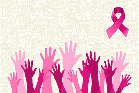 simsearch:400-04839981,k - Breast cancer awareness hand people campaign over icon set background. Vector file layered for easy manipulation and custom coloring. Photographie de stock - Aubaine LD & Abonnement, Code: 400-06630946