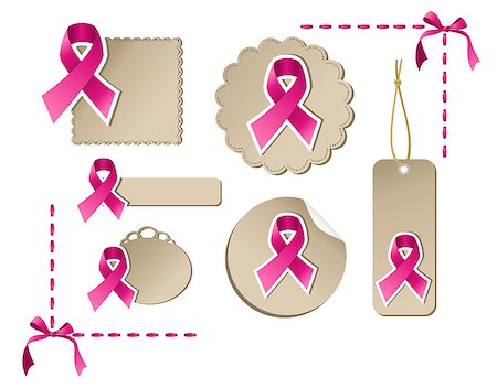 Pink breast cancer awareness design elements set. Vector file layered for easy manipulation and custom coloring. Foto de stock - Super Valor sin royalties y Suscripción, Código: 400-06630942