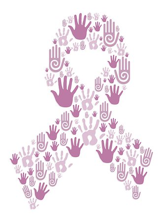 simsearch:400-04839981,k - Human hands in breast cancer awareness ribbon symbol. Vector file layered for easy manipulation and custom coloring. Photographie de stock - Aubaine LD & Abonnement, Code: 400-06630954