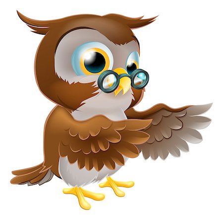 simsearch:400-06525993,k - An illustration of a cute cartoon wise owl character pointing or showing something with both his wings Foto de stock - Super Valor sin royalties y Suscripción, Código: 400-06631026