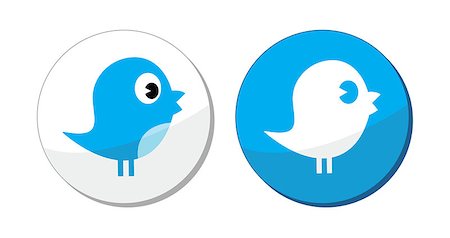 social media likes - Modern blue bird labels isolated on white Stock Photo - Budget Royalty-Free & Subscription, Code: 400-06631033