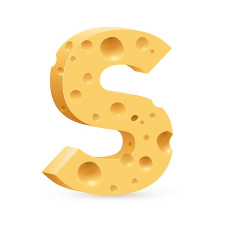 Cheese font S letter. Illustration on white. Stock Photo - Budget Royalty-Free & Subscription, Code: 400-06631185
