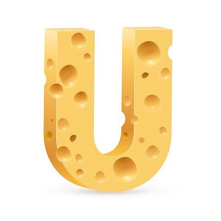 parmesan cheese pieces isolated - Cheese font U letter. Illustration on white. Stock Photo - Budget Royalty-Free & Subscription, Code: 400-06631187