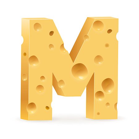 parmesan cheese pieces isolated - Cheese font M letter. Illustration on white. Stock Photo - Budget Royalty-Free & Subscription, Code: 400-06631180