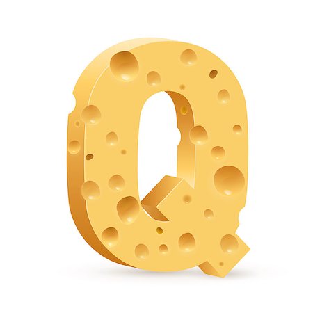 parmesan cheese pieces isolated - Cheese font Q letter. Illustration on white. Stock Photo - Budget Royalty-Free & Subscription, Code: 400-06631183
