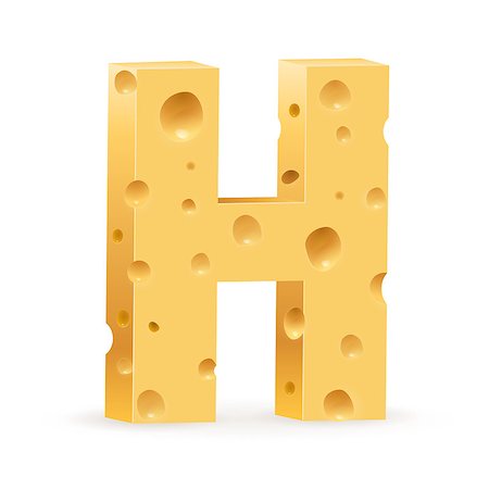 parmesan cheese pieces isolated - Cheese font H letter. Illustration on white. Stock Photo - Budget Royalty-Free & Subscription, Code: 400-06631208