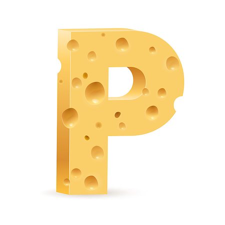 parmesan cheese pieces isolated - Cheese font P letter. Illustration on white. Stock Photo - Budget Royalty-Free & Subscription, Code: 400-06631209