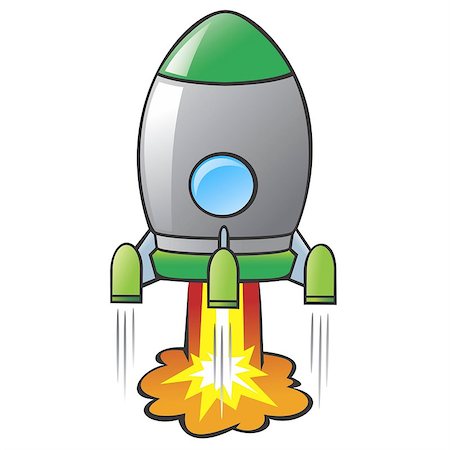 rocket flames - Vector illustration of a cartoon rocket. No radial gradient / transparency / gradient mesh. Created in Adobe Illustrator Photographie de stock - Aubaine LD & Abonnement, Code: 400-06631377