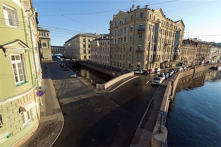 River Moika. View of the Winter Canal and the River Moika. The photo was taken in the early morning with a rare point shooting - with special rigs. St. Petersburg. Russia. Stock Photo - Budget Royalty-Free & Subscription, Code: 400-06631390