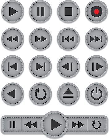 pause button - Media player icons. Leather templates. Vector illustration Stock Photo - Budget Royalty-Free & Subscription, Code: 400-06631646