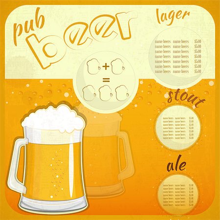 simsearch:659-01850172,k - Square Retro Design Beer Menu - glass of beer vintage background - Vector illustration Foto de stock - Super Valor sin royalties y Suscripción, Código: 400-06631820