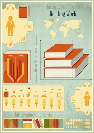Book Infographics Elements for Presentations and Visualisations. Retro Style. Vector Illustration. Stock Photo - Budget Royalty-Free & Subscription, Code: 400-06631823