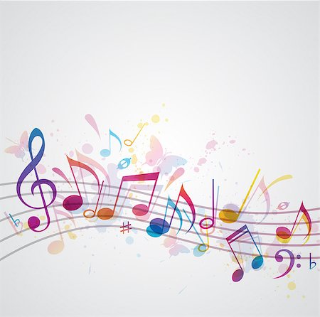 Vector music background with notes and butterflies Stock Photo - Budget Royalty-Free & Subscription, Code: 400-06631843