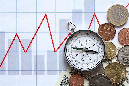 simsearch:400-06641055,k - Business concept. Money and compass on paper background with chart Stock Photo - Budget Royalty-Free & Subscription, Code: 400-06631986