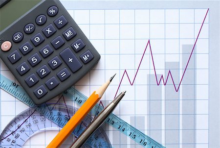 simsearch:400-06641055,k - Business concept. Rulers and pen near calculator on paper background with chart Stock Photo - Budget Royalty-Free & Subscription, Code: 400-06631988
