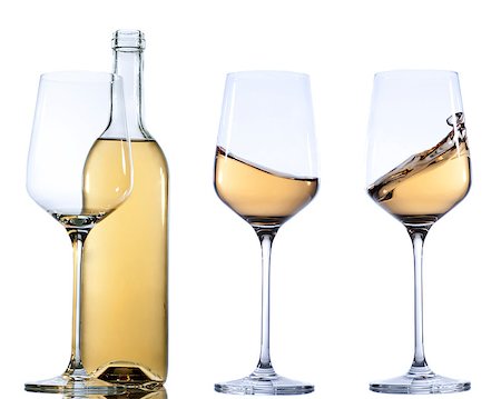 simsearch:400-04919991,k - Set of glass with white  wine on white background. Empty or splashing. Foto de stock - Royalty-Free Super Valor e Assinatura, Número: 400-06633673