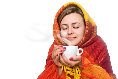 Beautiful Girl Drinking Tea or Coffee. Cup of Hot Beverage Stockbilder - Microstock & Abonnement, Bildnummer: 400-06633812