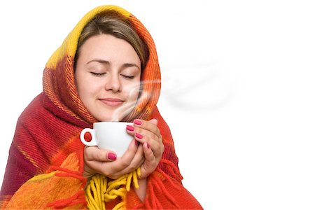 Beautiful Girl Drinking Tea or Coffee. Cup of Hot Beverage Stockbilder - Microstock & Abonnement, Bildnummer: 400-06633813