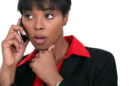 beautiful black woman making a call isolated on white Stock Photo - Budget Royalty-Free & Subscription, Code: 400-06633900