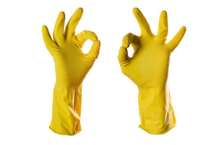 yellow rubber gloves on white Stock Photo - Budget Royalty-Free & Subscription, Code: 400-06633919