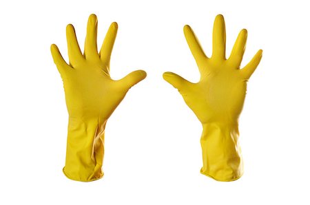 rubber hand gloves - yellow rubber gloves on white Stock Photo - Budget Royalty-Free & Subscription, Code: 400-06633920