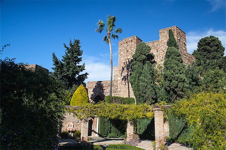 simsearch:400-07209028,k - Castillo de Gibralfaro in Malaga, Andalucia Spain. Built by the moors at the beginning of the 14th century. Stock Photo - Budget Royalty-Free & Subscription, Code: 400-06644009