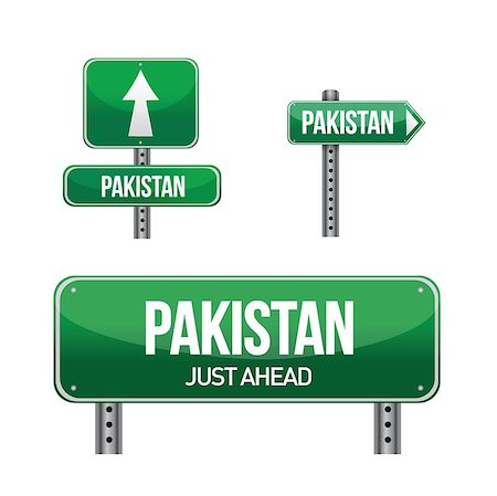 empty modern road - Pakistan Country road sign illustration design over white Stock Photo - Budget Royalty-Free & Subscription, Code: 400-06644037