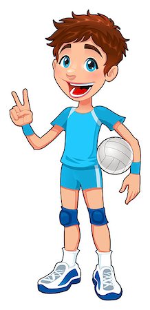 Young volleyball player. Funny cartoon and vector isolated character. Stock Photo - Budget Royalty-Free & Subscription, Code: 400-06644228