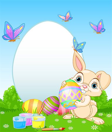 easter spring meadow - Easter Bunny painting Easter Eggs. Perfect for your Easter Greeting Stock Photo - Budget Royalty-Free & Subscription, Code: 400-06644287