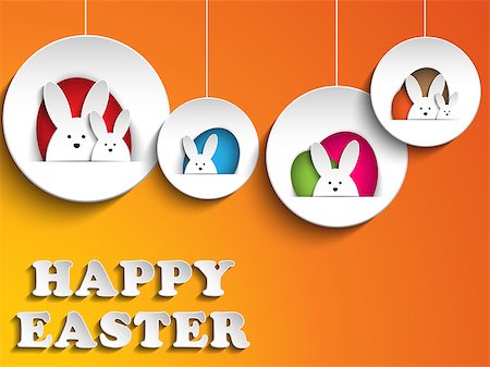 simsearch:400-06638864,k - Vector - Happy Easter Rabbit Bunny on Orange Background Stock Photo - Budget Royalty-Free & Subscription, Code: 400-06644629