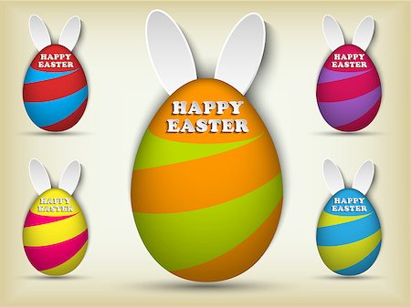 simsearch:400-06638864,k - Vector - Happy Easter Rabbit Bunny Easter Egg Set Stock Photo - Budget Royalty-Free & Subscription, Code: 400-06644634