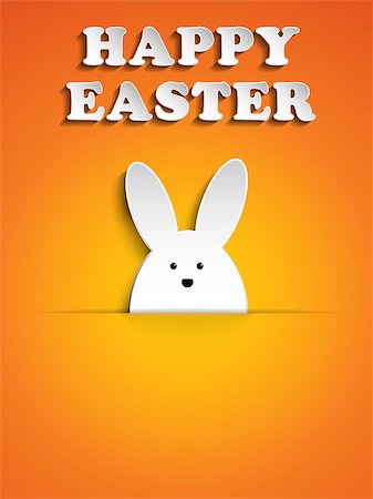 simsearch:400-06638864,k - Vector - Happy Easter Rabbit Bunny on Orange Background Stock Photo - Budget Royalty-Free & Subscription, Code: 400-06644636