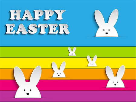 simsearch:400-06638864,k - Vector - Happy Easter Rabbit Bunny on Rainbow Background Stock Photo - Budget Royalty-Free & Subscription, Code: 400-06644631