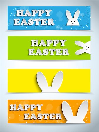 simsearch:400-06638864,k - Vector - Happy Easter Rabbit Bunny Set of Banners Stock Photo - Budget Royalty-Free & Subscription, Code: 400-06644632