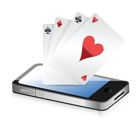Smartphone Gambling - Poker Aces. Online gambling illustration design Stockbilder - Microstock & Abonnement, Bildnummer: 400-06645189