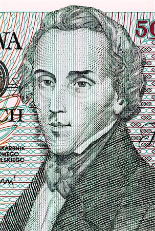 Frederic Chopin on 5000 Zlotych 1988 Banknote from Poland. Polish composer and virtuoso pianist. Stock Photo - Budget Royalty-Free & Subscription, Code: 400-06645326