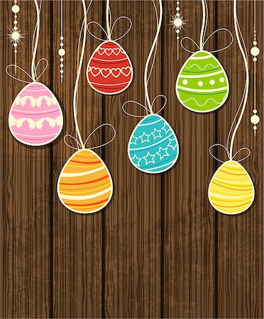 Vector wooden Easter background with decorative egg Foto de stock - Super Valor sin royalties y Suscripción, Código: 400-06645361