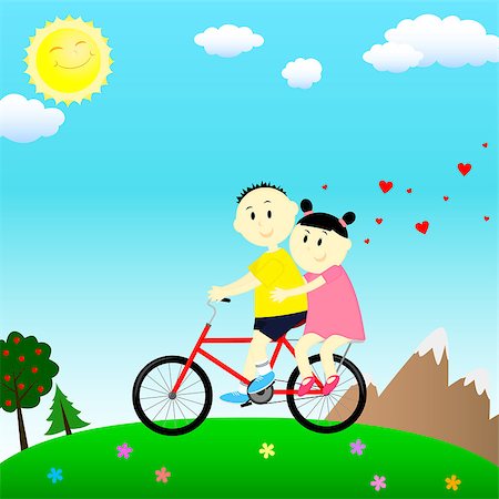 loving couple on a bicycle Stock Photo - Budget Royalty-Free & Subscription, Code: 400-06640308