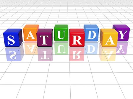 3d coloured cubes with letters makes saturday Stock Photo - Budget Royalty-Free & Subscription, Code: 400-06640362