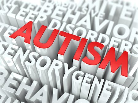 Autism Concept. The Word of Red Color Located over Text of White Color. Stockbilder - Microstock & Abonnement, Bildnummer: 400-06640371