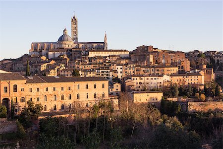 Cathedral in the old town of medieval Siena at sunset. Stock Photo - Budget Royalty-Free & Subscription, Code: 400-06640665